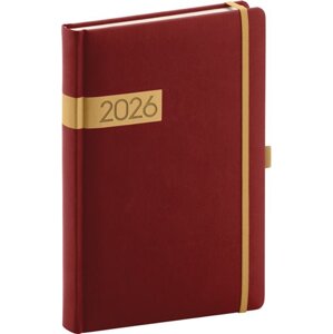 Denní diář Twill 2026, bordó-zlatý