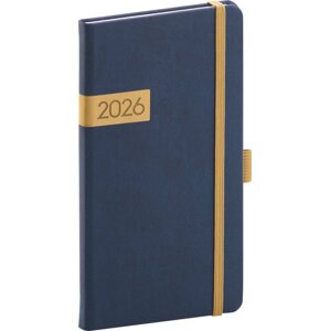 Kapesní diář Twill 2026, modro-zlatý