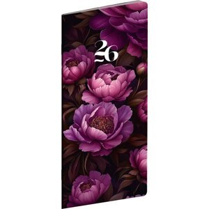 Kapesní diář Fialové květy 2026, plánovací měsíční